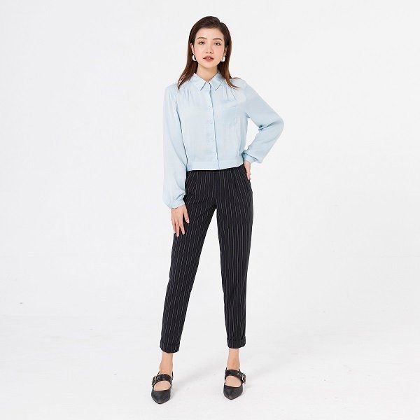 Quần Baggy Vien Tran Màu Đen Kẻ Sọc Trắng GBT008