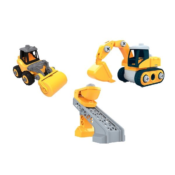 Đồ Chơi Bộ Đồ Chơi Lắp Ráp Vecto DIY - Xe Đào, Xe Lu Kèm Theo Nón Và VT1038