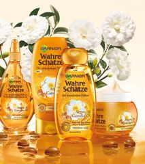 GARNIER Wahre Schatze Argan & Camelia Maske - Mặt nạ Ủ từ dầu Argan & Hoa trà phục hồi tóc khô, 300ml