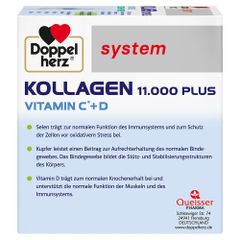 Doppel herz KOLLAGEN 11.000 PLUS - VI CHẤT BẢO VỆ, NUÔI DƯỠNG SỤN, XƯƠNG VÀ KHỚP, hộp 30 ống thủy phân dạng nước hấp thụ tối ưu vào cơ thể