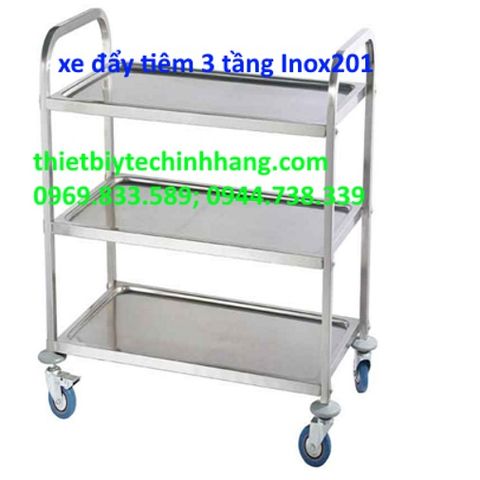 xe đẩy tiêm 3 tầng Inox