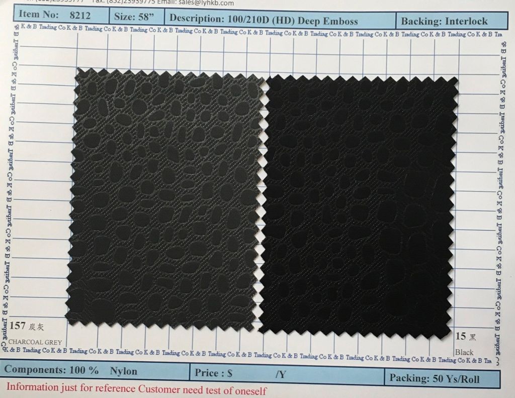 Item 8212: 100 x 210D HD Deep Emboss Backing Interlock