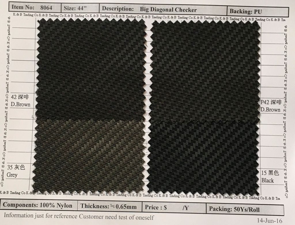 Item 8064: Big Diagonal Checker Backing PU