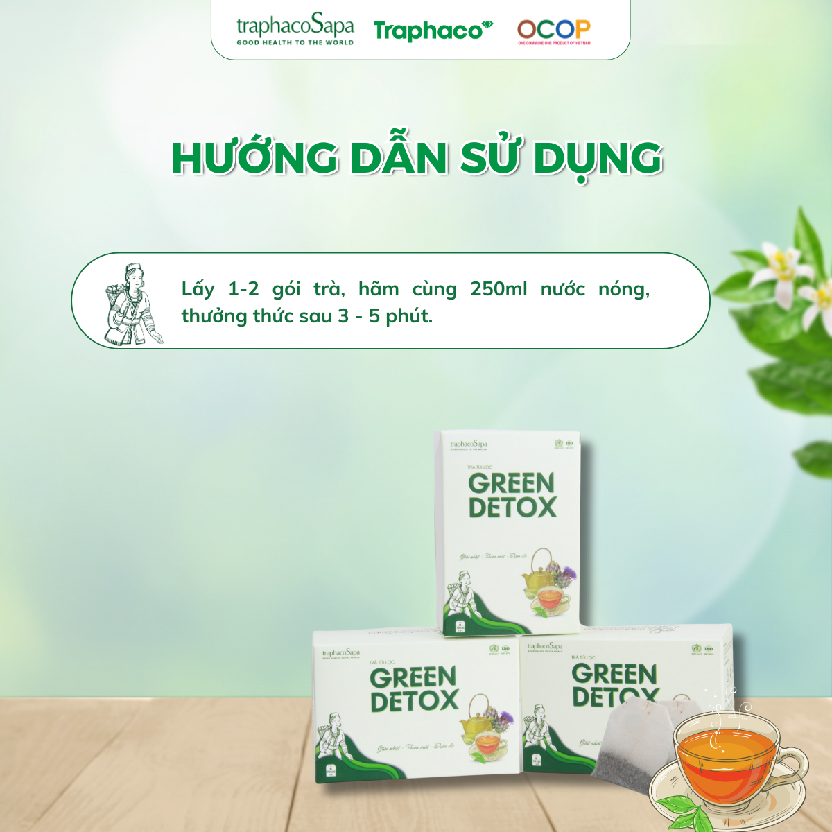 Trà túi lọc Green Detox - Giải nhiệt, thơm mát, đậm đà hộp 18 túi lọc