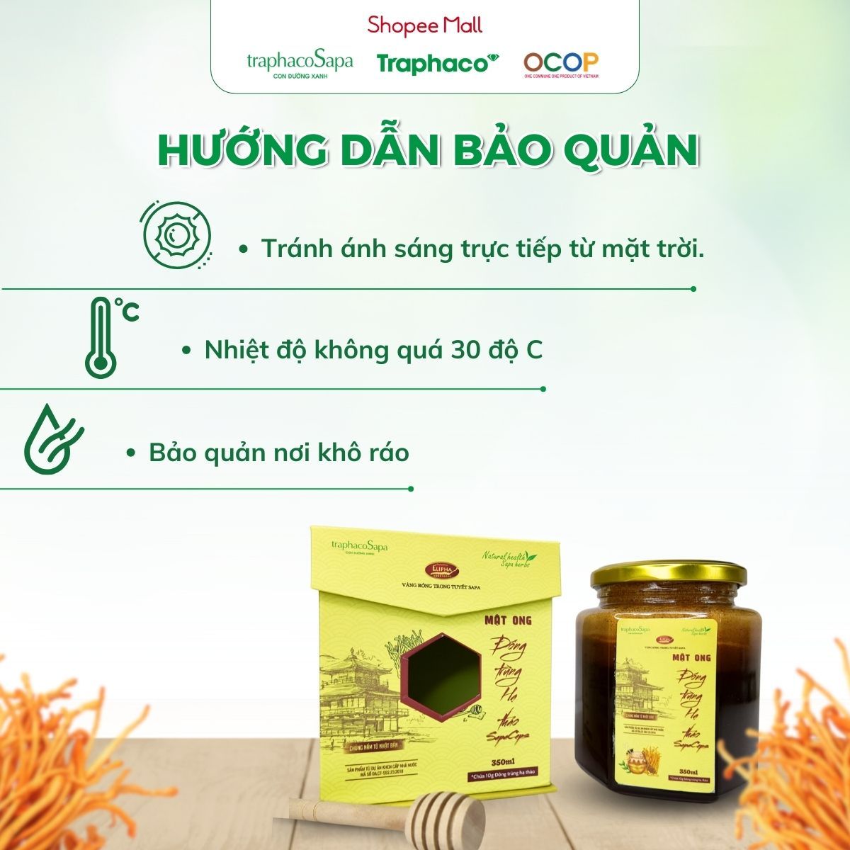 Đông Trùng Hạ Thảo Ngâm Mật Ong Sapaceps TRAPHACOSAPA Tăng Miễn Dịch Cải Thiện Trí Nhớ Giảm Mệt Mỏi 350ml