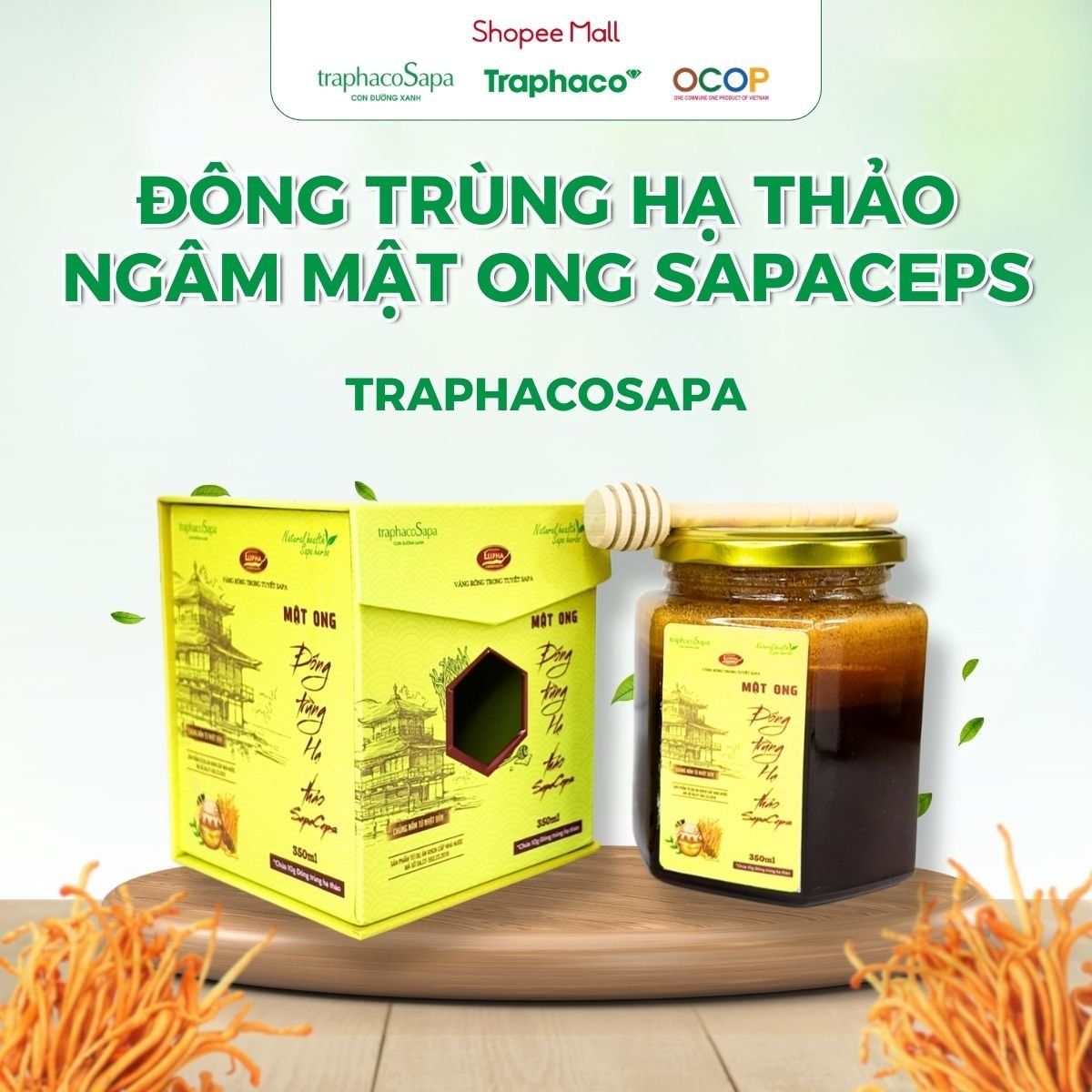 Đông Trùng Hạ Thảo Ngâm Mật Ong Sapaceps TRAPHACOSAPA Tăng Miễn Dịch Cải Thiện Trí Nhớ Giảm Mệt Mỏi 350ml