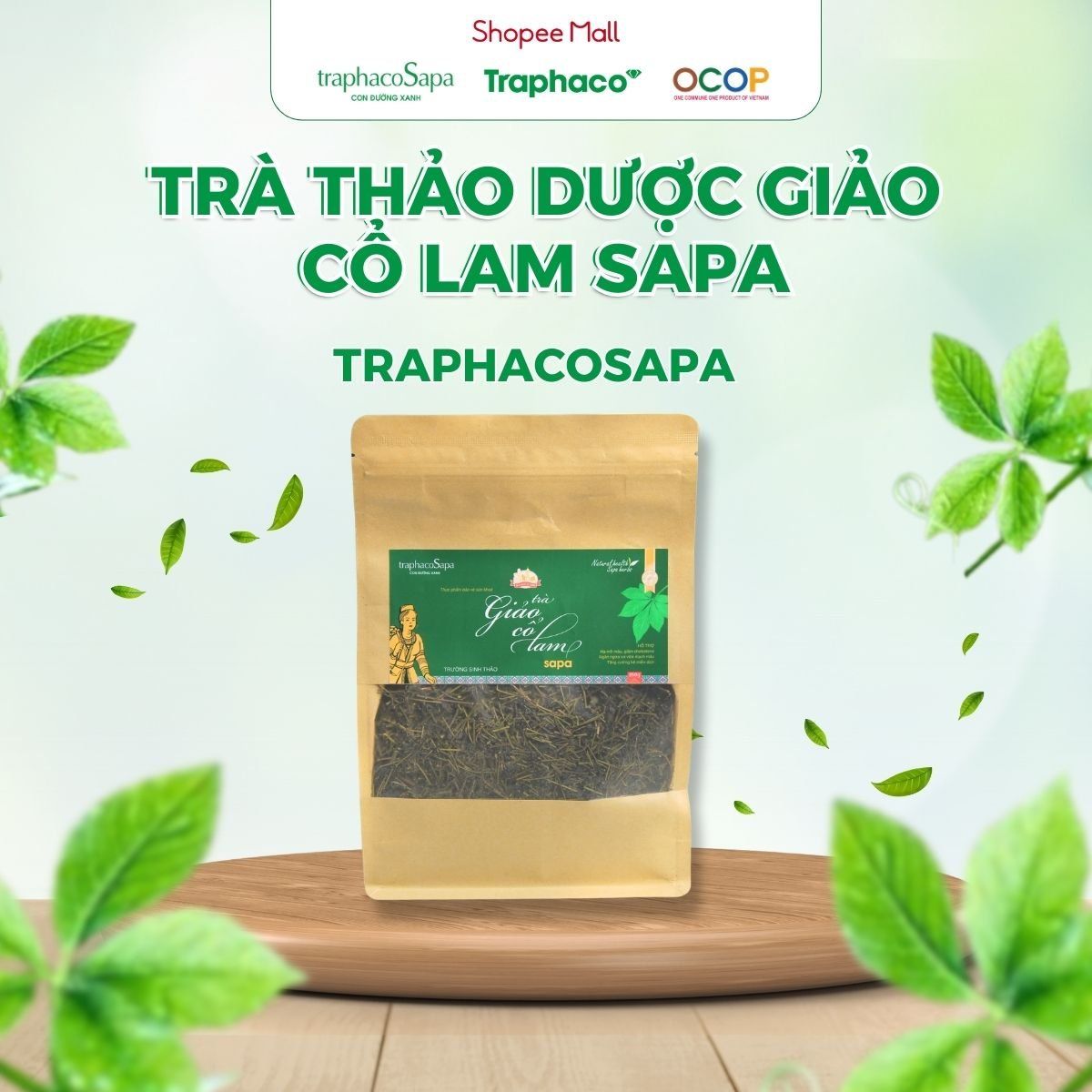 Trà Thảo Dược Giảo Cổ Lam Sapa TRAPHACOSAPA Loại 5 Lá OCOP 3 Sao Giảm Căng Thẳng Kiểm Soát Đường Huyết 350gr