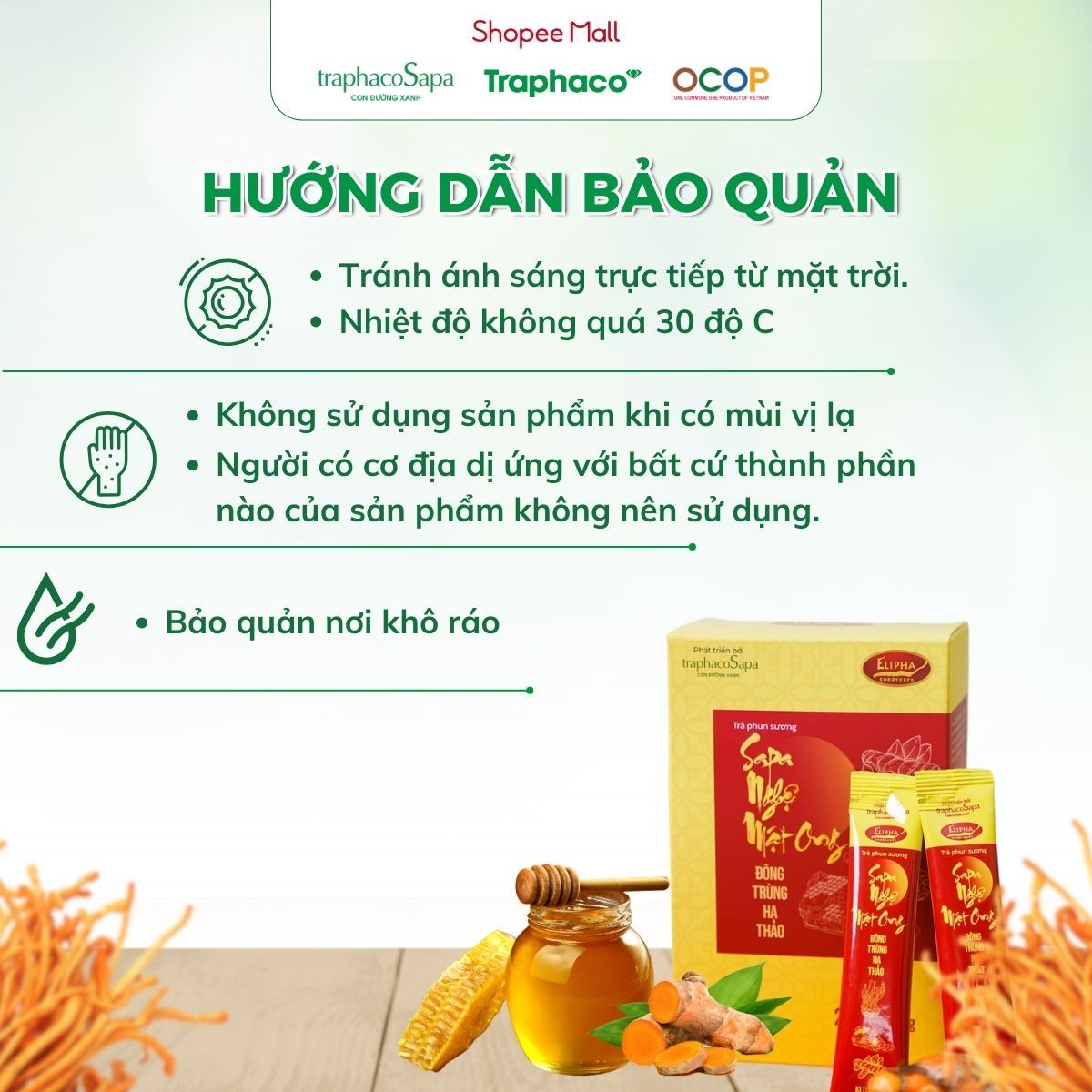 Trà Phun Sương Nghệ Mật Ong Đông Trùng Hạ Thảo Sapa TRAPHACOSAPA Giảm Mệt Mỏi Nâng Cao Cuộc Sống Hộp 20 Gói