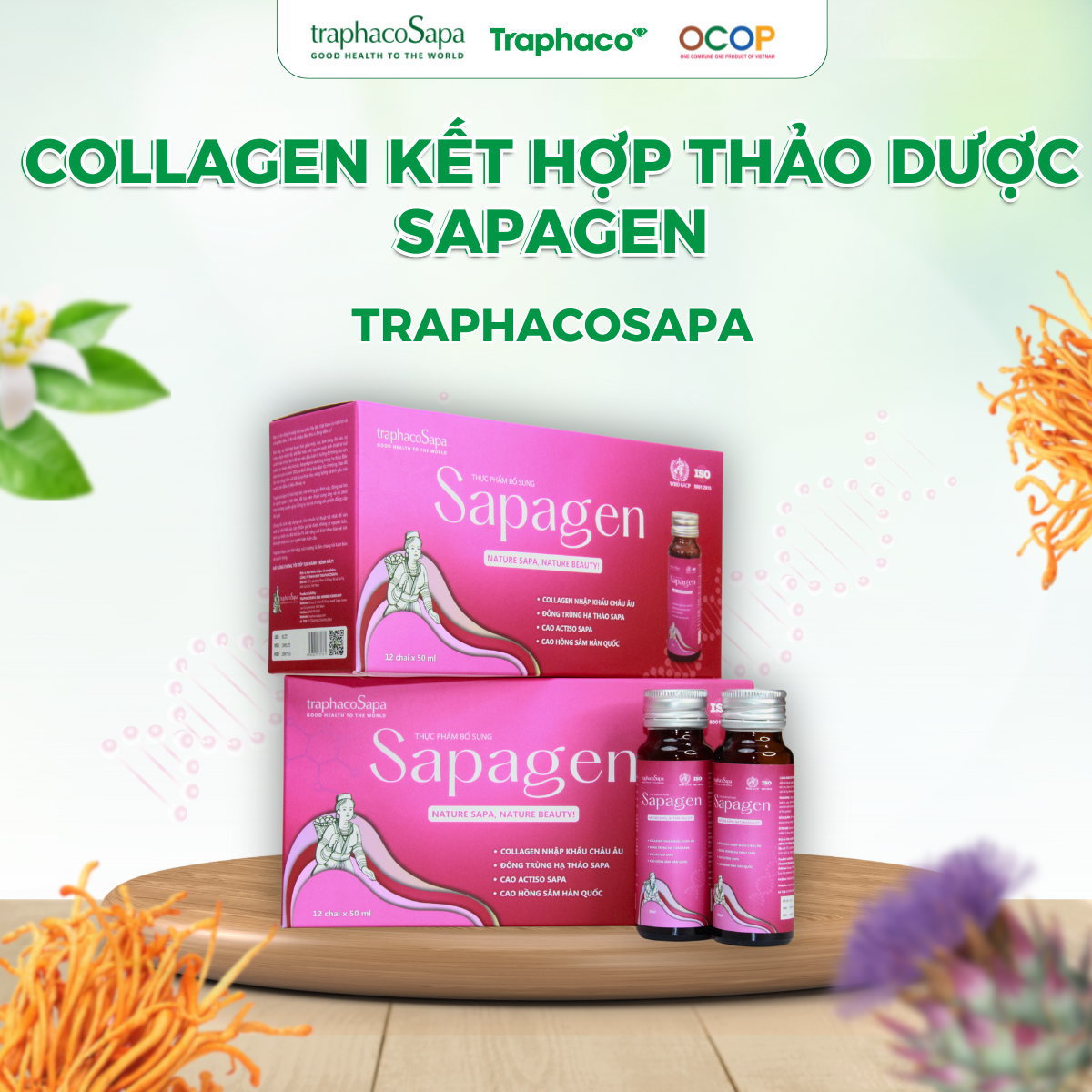 Nước Uống Collagen Sapagen TRAPHACOSAPA hộp 12 chai 50ml