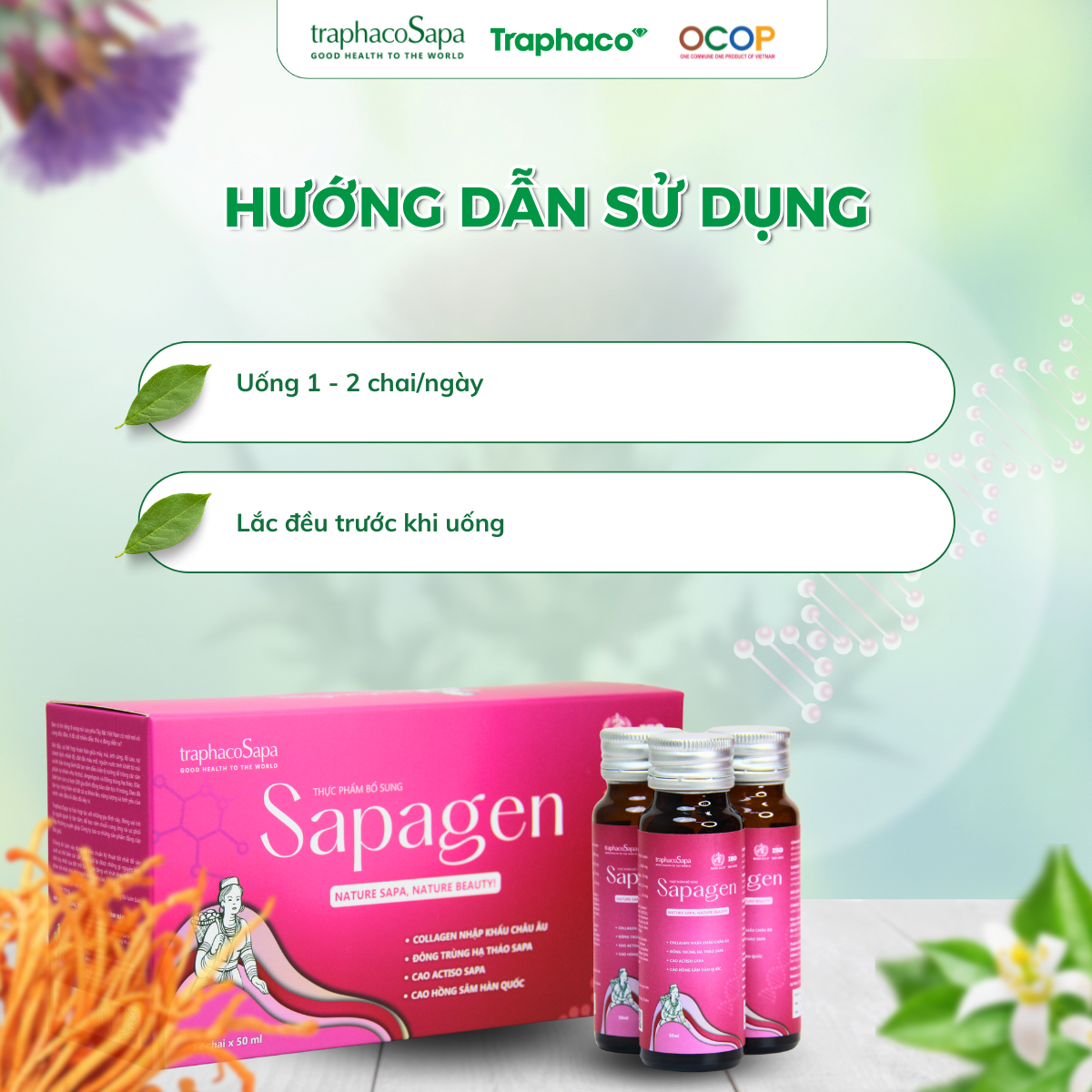 Nước Uống Collagen Sapagen TRAPHACOSAPA hộp 12 chai 50ml