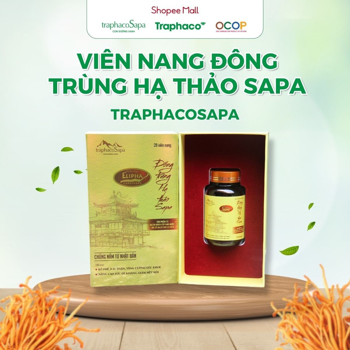 Viên Nang Đông Trùng Hạ Thảo Sapa TRAPHACOSAPA OCOP 3 Sao Tăng Sức Đề Kháng Giảm Mệt Mỏi Hộp 28 Viên