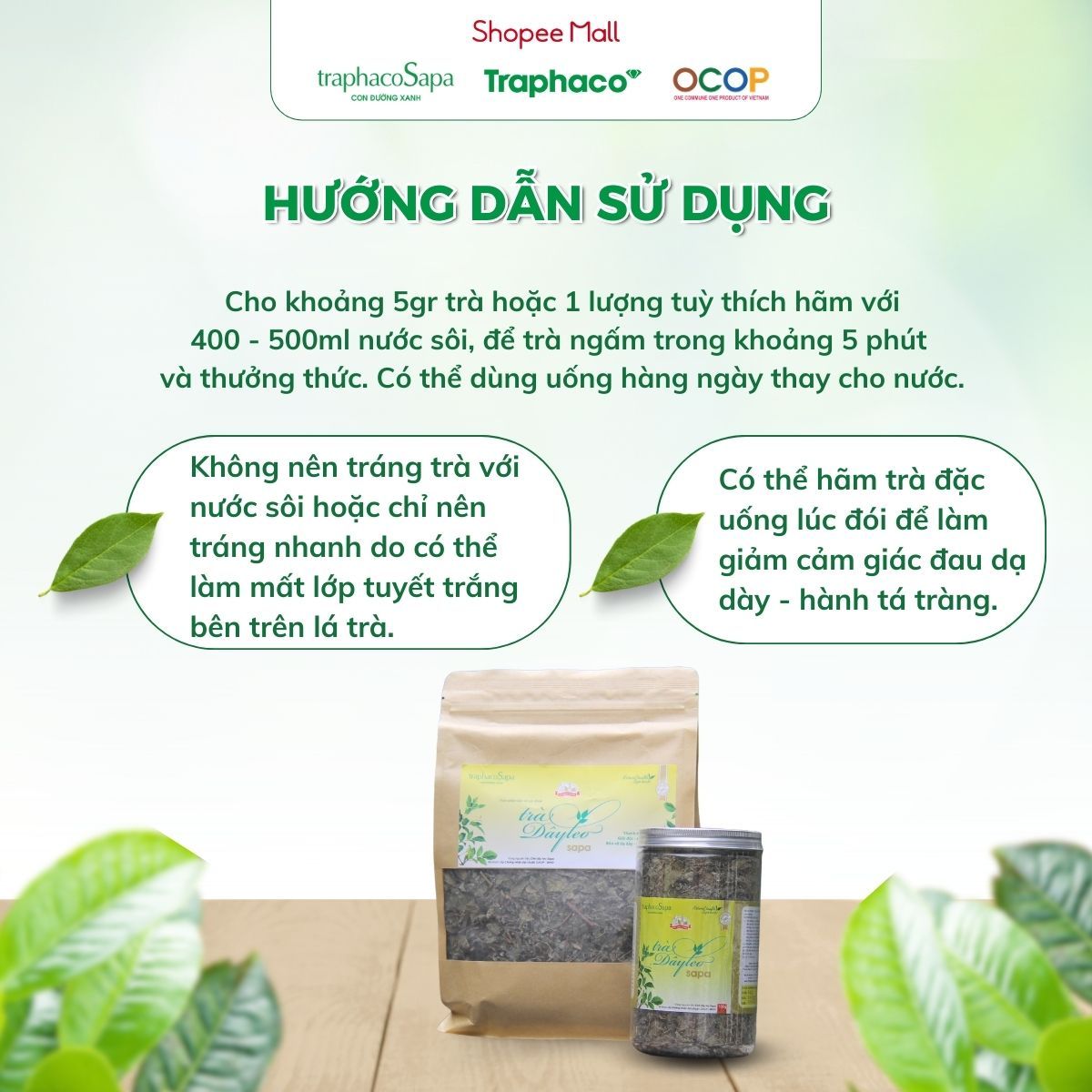 Trà Thảo Dược Dây Leo Sapa TRAPHACOSAPA OCOP 4 Sao Bảo vệ dạ dày 250gr
