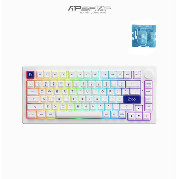 Bàn phím AKKO 5075B Plus Blue On White RGB 3 Mod | Hotswap 5 Pin | Chính hãng