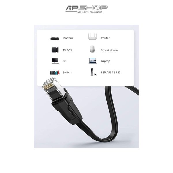 Cáp mạng Ugreen Cat 8 U/FTP Ethernet Cable Pure Copper Black | Chính hãng | Cho tiến hiệu ổn định | NW134