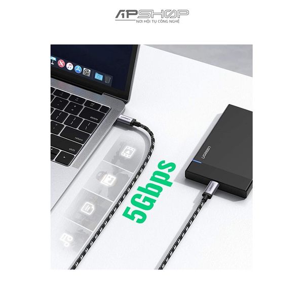 Cáp USB Type-C to Type-C 3.1 for Macbook pro Gen1 dài 2M hỗ trợ 4K60Hz dữ liệu 5Gbps sạc PD60W Ugreen 50450 cao cấp | Chính hãng