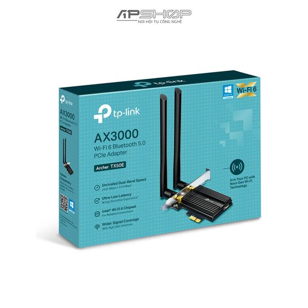 Card mạng TP-Link Archer TX50E AX3000 Bluetooth 5.0 Wifi 6 | Chính hãng
