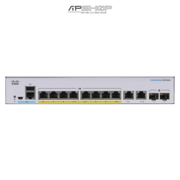 Switch Cisco CBS250 Smart 8Port GE, PoE, Ext PS, 2x1G Combo - Hàng chính hãng