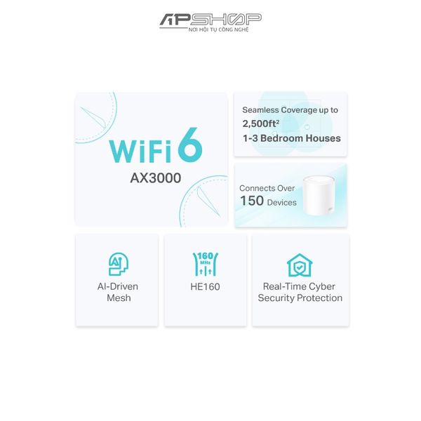 Hệ thống WiFi 6 TP Link Mesh cho Gia đình AX3000 Deco X50 | Chính hãng