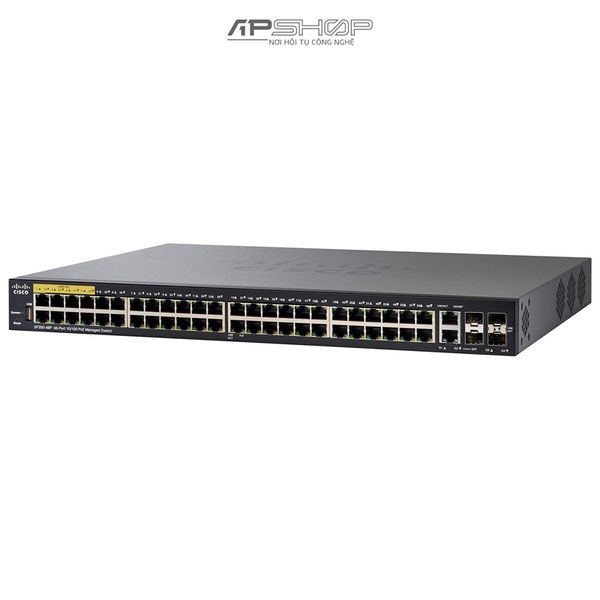 Switch Cisco SF350 48Port PoE+, 10/100Mbps with 382W power budget (support 60W PoE Port) + 2 Gigabit copper/SFP combo + 2 SFP ports Managed Switch - Hàng chính hãng