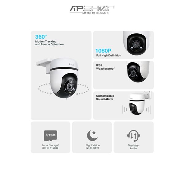 TP Link Camera WiFi An Ninh Quay/ Quét Ngoài Trời Tapo C500 1080p Full HD | Chính hãng