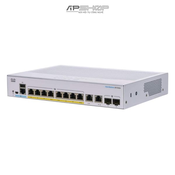 Switch Cisco CBS250 Smart 8Port GE, Ext PS, 2x1G Combo - Hàng chính hãng