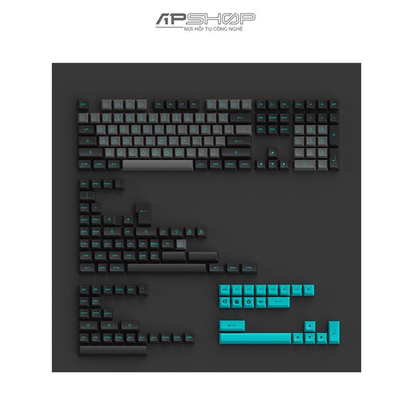 Keycap AKKO Black & Cyan PBT Double-Shot ASA profile | Chính hãng