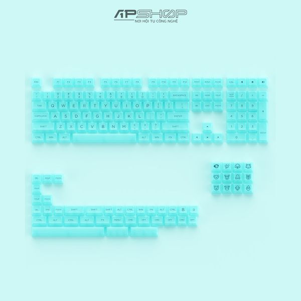 Keycap AKKO Clear Tiffany Blue Printed Characters ASA profile | Chính hãng