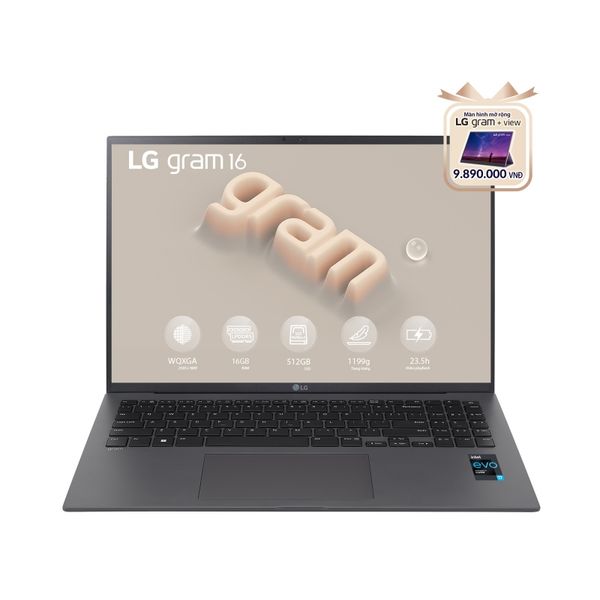 Laptop doanh nhân LG Gram 2023 16Z90R | i7 | Ram 16GB | SSD 512GB | Win 11 Home Plus | Grey | Chính hãng