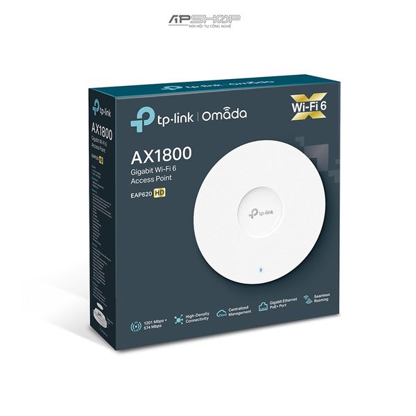 Thiết bị phát Wifi TP Link EAP620 HD Access Point AX1800 gắn trần 2 băng tần - Hàng chính hãng