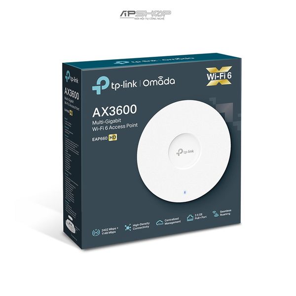 Thiết bị phát Wifi TP Link EAP660 HD Access Point AX3600 gắn trần 2 băng tần - Hàng chính hãng