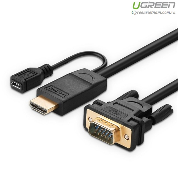 Cáp chuyển đổi HDMI to VGA 2m hỗ trợ nguồn chính hãng Ugreen 30450 cao cấp