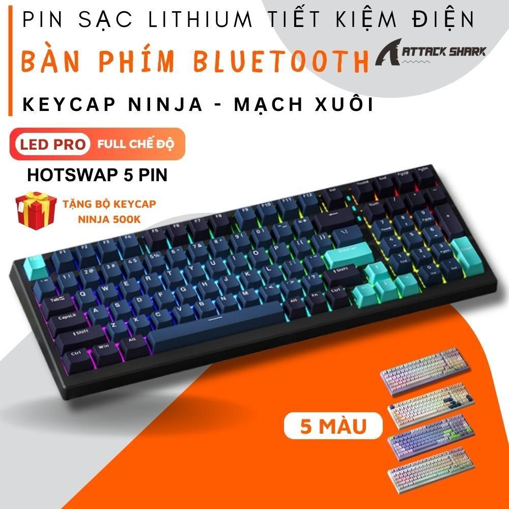 Bàn Phím Cơ Bluetooth Gaming Không Dây Attack Shark X98 VIPKEY Mạch Xuôi Hotswap 5 Pin App Macro Chuyên Nghiệp LED RGB