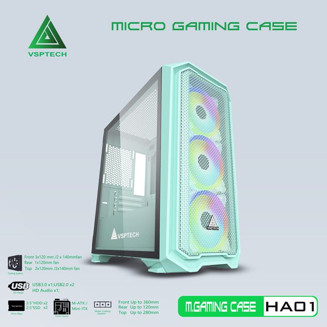 CASE VSPTECH GAMING HA01 GREEN