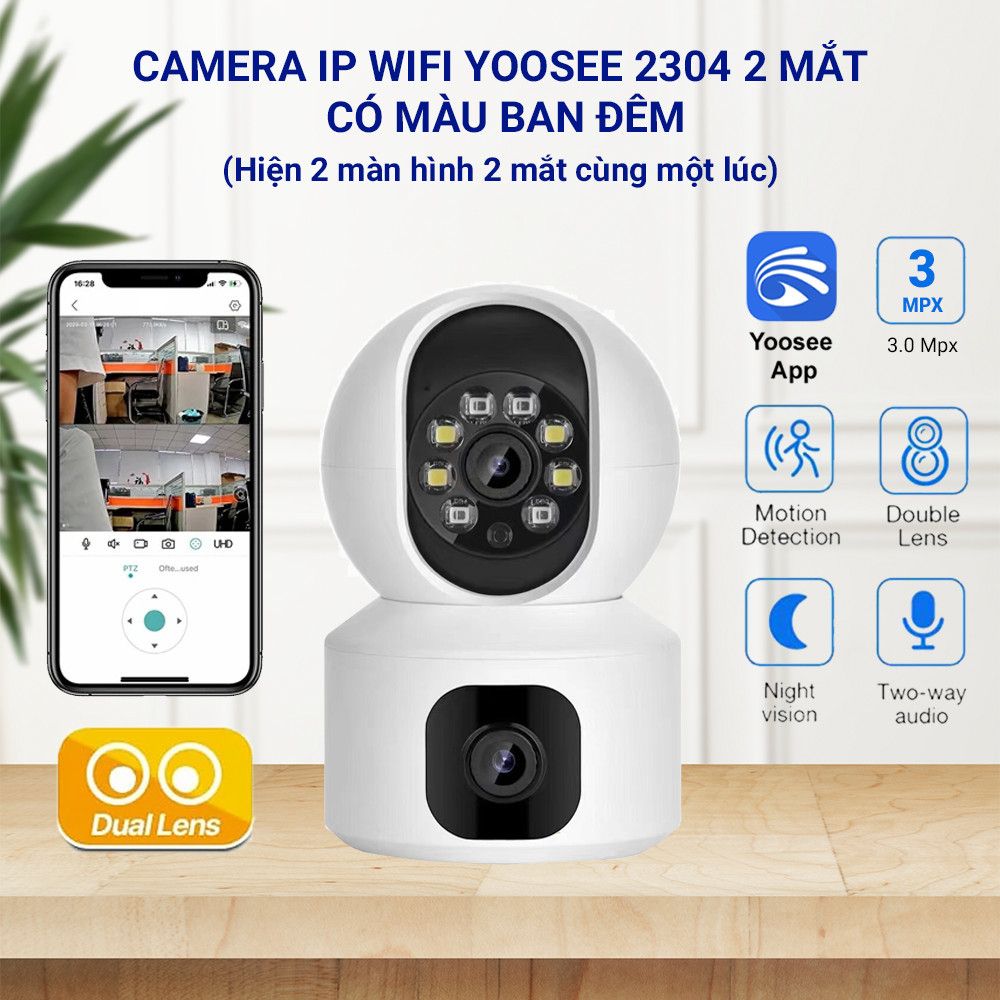 Camera YooSee 2 mắt trong nhà - Siêu nét góc rộng BẢO HÀNH 1 NĂM