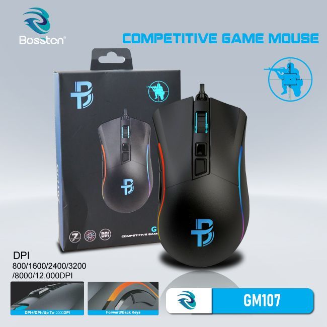 CHUỘT BOSSTON GM107 GAMING 12.000DPI (MÀU ĐEN)