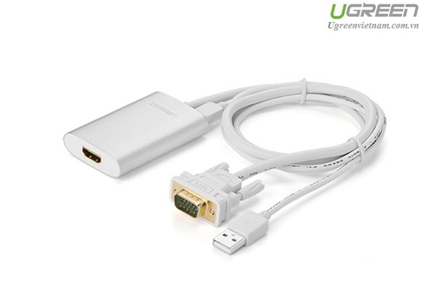 Cáp chuyển đổi VGA to HDMI + Audio chính hãng Ugreen 40263 cao cấp