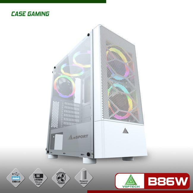 Case VSPTECH Gaming B86 white (Trắng)