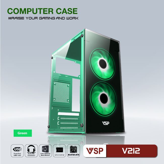 Case VSP home and Gaming V212 - Green