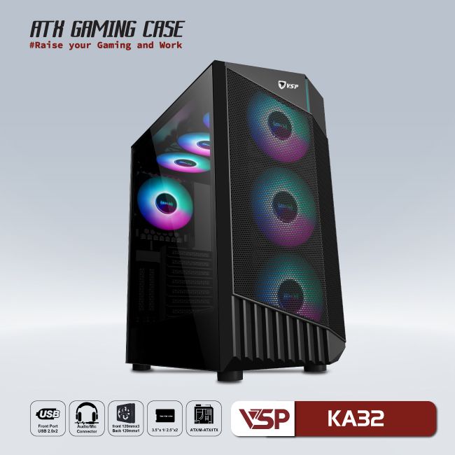 Case KA32 Đen Gaming (ATX)