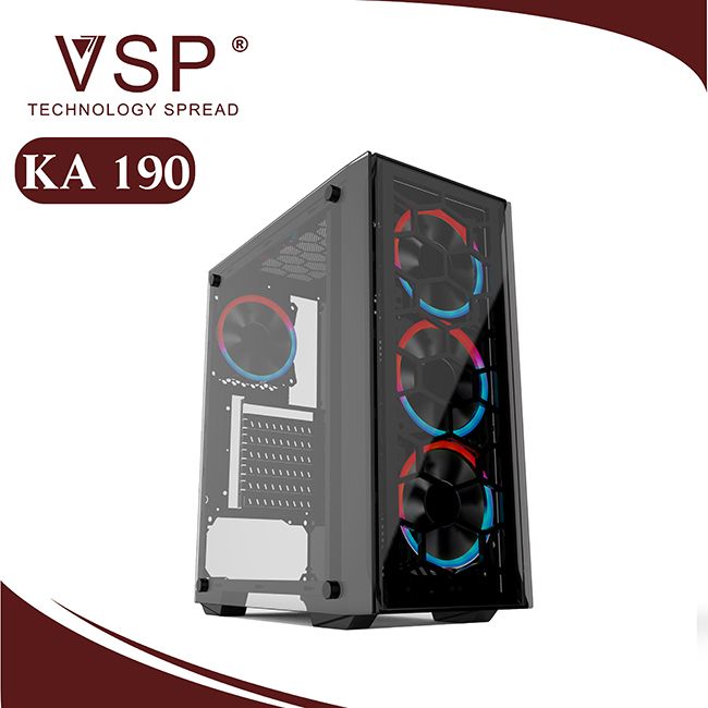 Vỏ Nguồn Máy Tính VSP KA 190 NEBULA – Kính Cường Lực Black