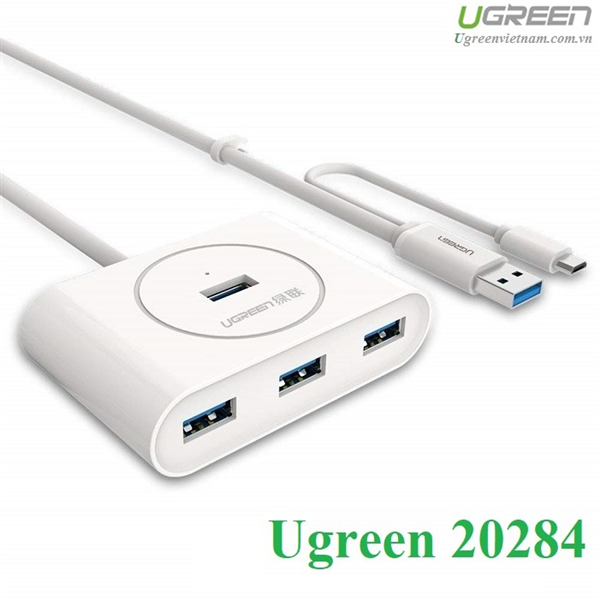 Bộ chia USB 4 cổng USB 3.0 hỗ trợ OTG Chính hãng Ugreen 20284 cao cấp