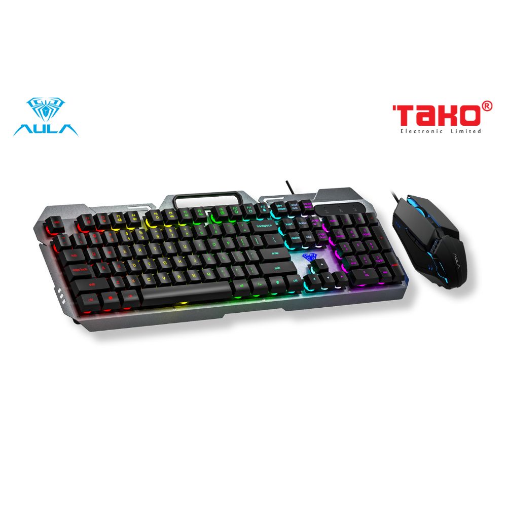 COMBO BÀN PHÍM + CHUỘT AULA F2023 BÀN PHÍM GIẢ CƠ GAMING - PHÍM CÓ ĐÈN LED ĐỔI MÀU THEO AM THAMH, DÙNG CHO WINDOWS/ MAC