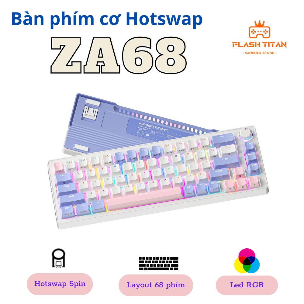 Bàn Phím Cơ Không Dây ZIFRIEND ZA68 PRO Hot swap 5 pin - Led RGB