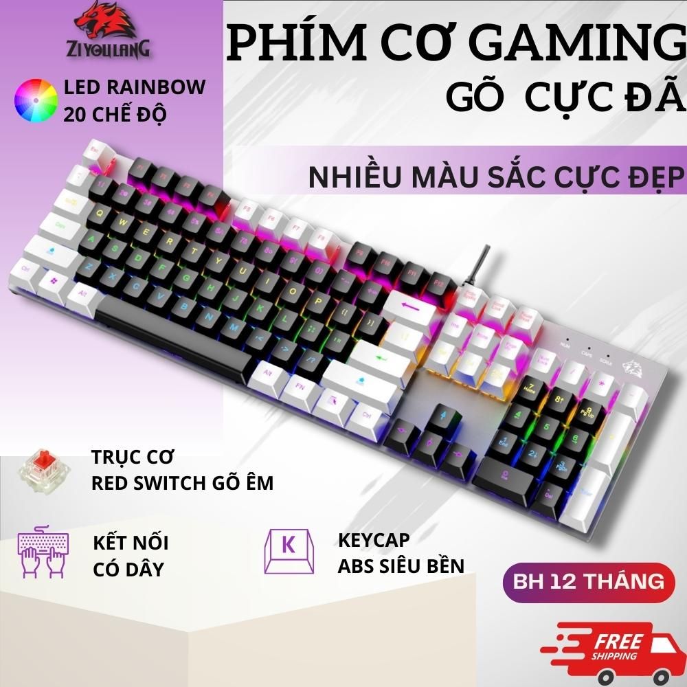 Bàn Phím Cơ Red Switch ZiyouLang K1 Pro Gaming Full Size, Led RGB 20 Chế Độ, Phím Gõ Êm, Phù Hợp Máy Tính/Pc/Laptop