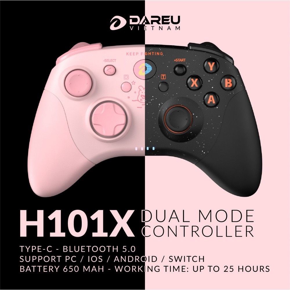 Tay cầm chơi game không dây DAREU H101X / H105 (Dual Mode: dây type C - USB , bluetooth) pin sạc nhanh