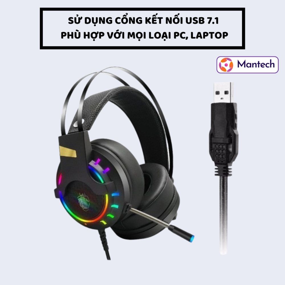 Tai Nghe Chụp Tai Máy Tính Gaming K3 Led RGB, Tích Hợp Micro 360 Độ, Âm Thanh Công Nghệ Mới Siêu Hay, Jack USB 7.1