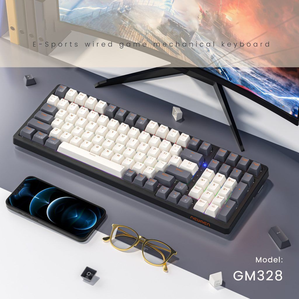 Bàn phím cơ có dây Gaming Newmen GM328, công nghệ keycap ép phun, chống mài mòn, bền, BH 24 tháng