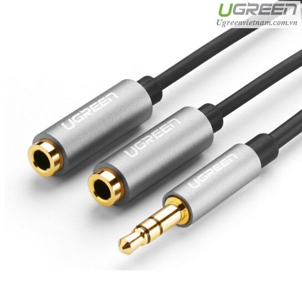 Cáp Audio 3,5mm âm ra 2 đầu 3,5mm 1 Mic 1 loa chính hãng Ugreen 20899 mạ vàng cao cấp