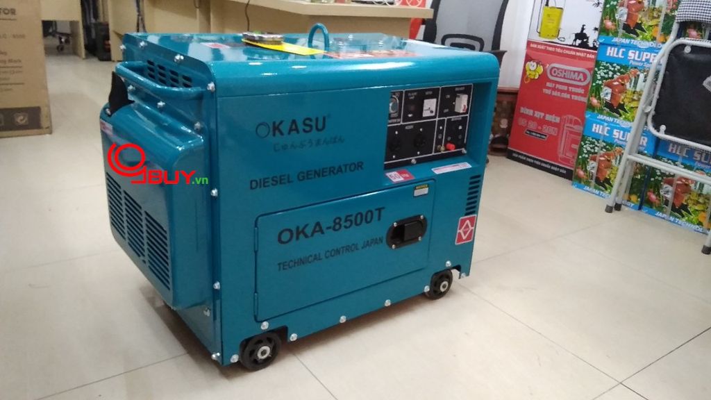 Máy phát điện OKASU 8500T (7kva, chạy dầu, đề nổ, vỏ chống ồn)