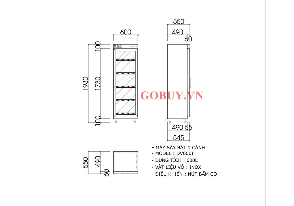 Tủ sấy bát sấy khăn diệt khuẩn 600 lít DV600